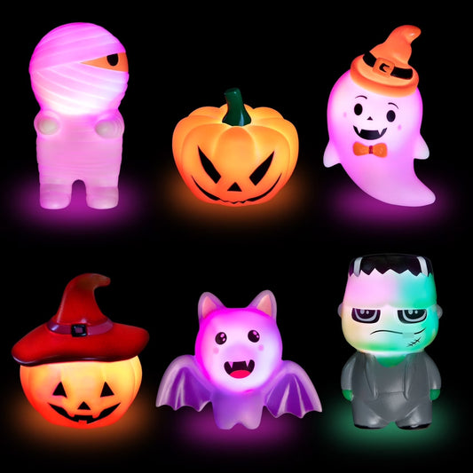 Spooktacular 6-Piece Halloween Light-Up Bath Toy Set for Kids - Perfect Halloween Party Favors and Gifts!