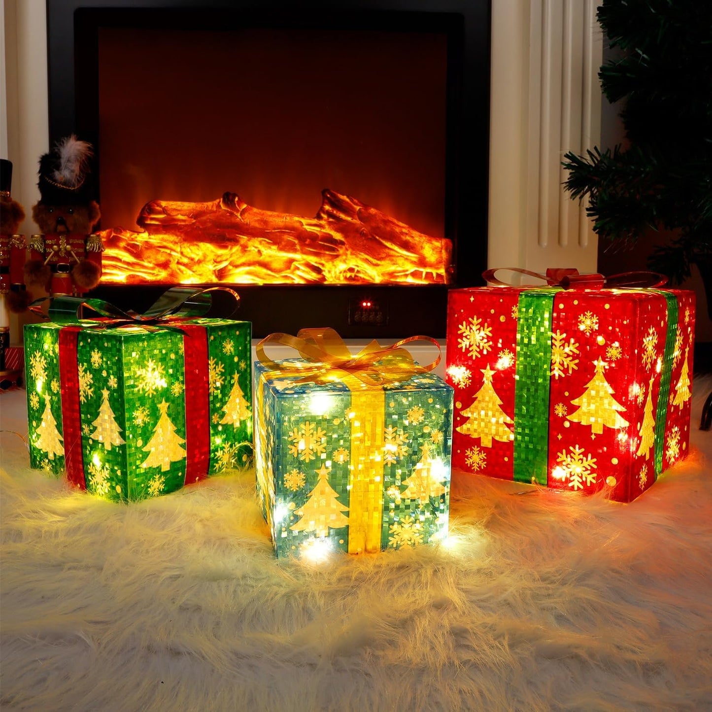 Illuminate Your Holidays with Our Set of 3 Stunning Lighted Gift Boxes - Perfect for Christmas Decor!