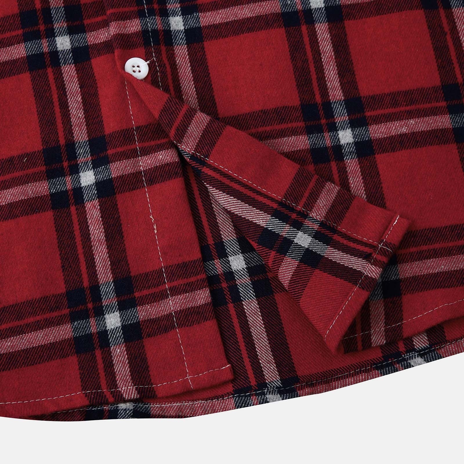 Stay Cozy and Stylish This Season with Our Men's Casual Plaid Flannel Jacket with Hood - Lightweight, Long Sleeve & Versatile in Red, Size XL