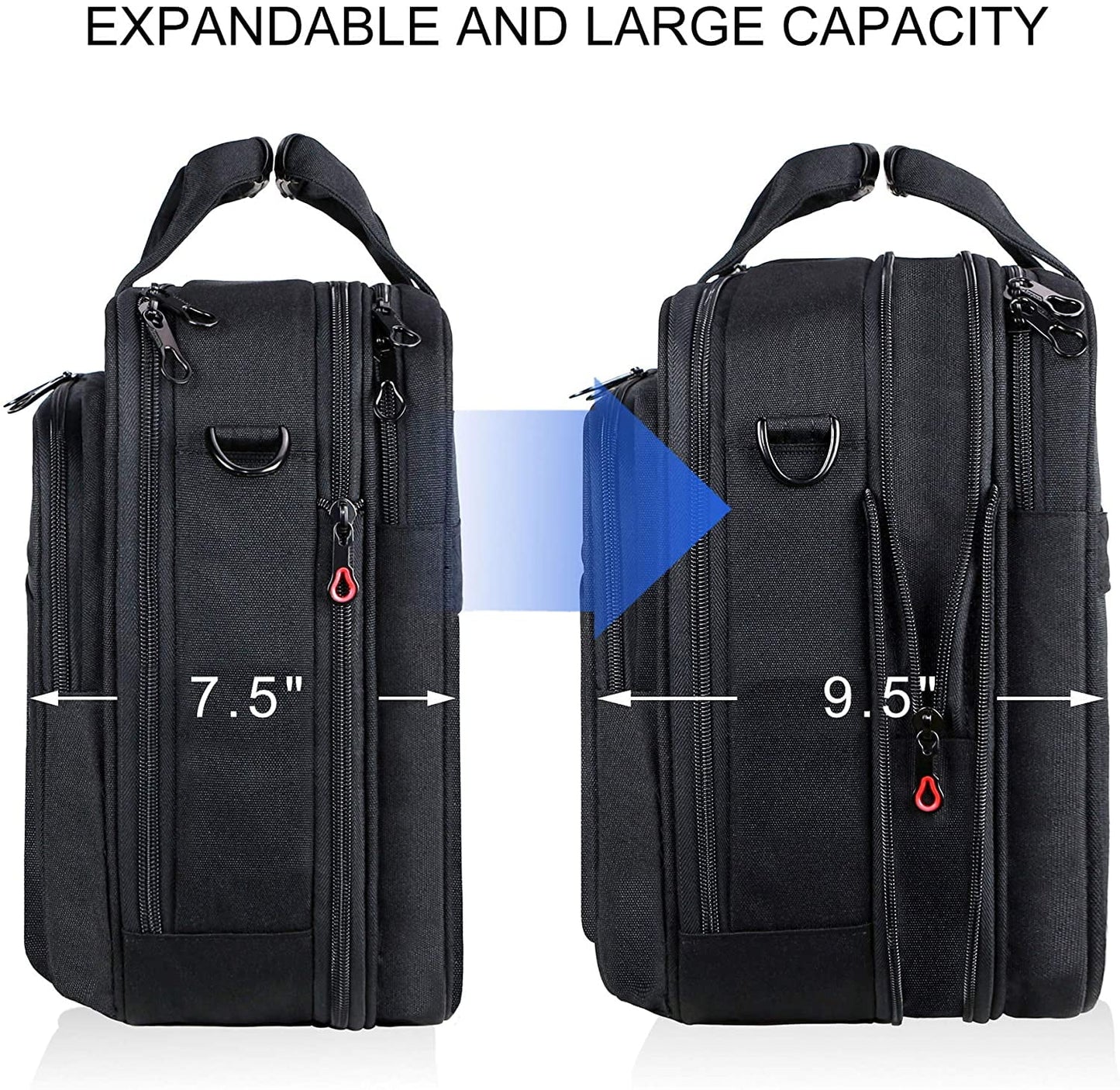 Stylish and Durable Black Laptop Bag Briefcase – Fits Up to 17.3" Laptops, Perfect for Travel, Business, and School
