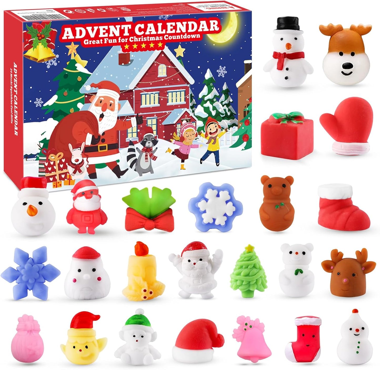 Delightful Christmas Squishies Advent Calendar 2025 - 24 Adorable Mochi Toys for Festive Countdown Fun! Perfect Holiday Gift for Kids!