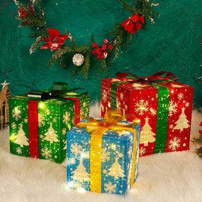 Illuminate Your Holidays with Our Set of 3 Stunning Lighted Gift Boxes - Perfect for Christmas Decor!