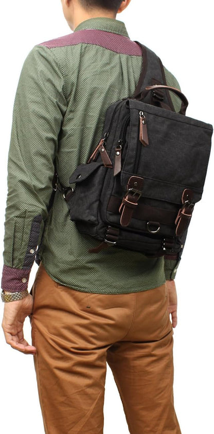 Canvas Cross Body Messenger Bag Shoulder Sling Backpack Travel Rucksack
