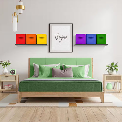 Brighten Your Space with Our Large Multicolored Storage Bins - Foldable Organizer Cubes with Handles, Set of 6 (13 In. X 13 In.)