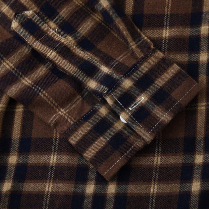 Stylish Men's Flannel Plaid Hooded Shirt - Lightweight Casual Long Sleeve Button Down in Coffee#02 - Perfect for Every Season!