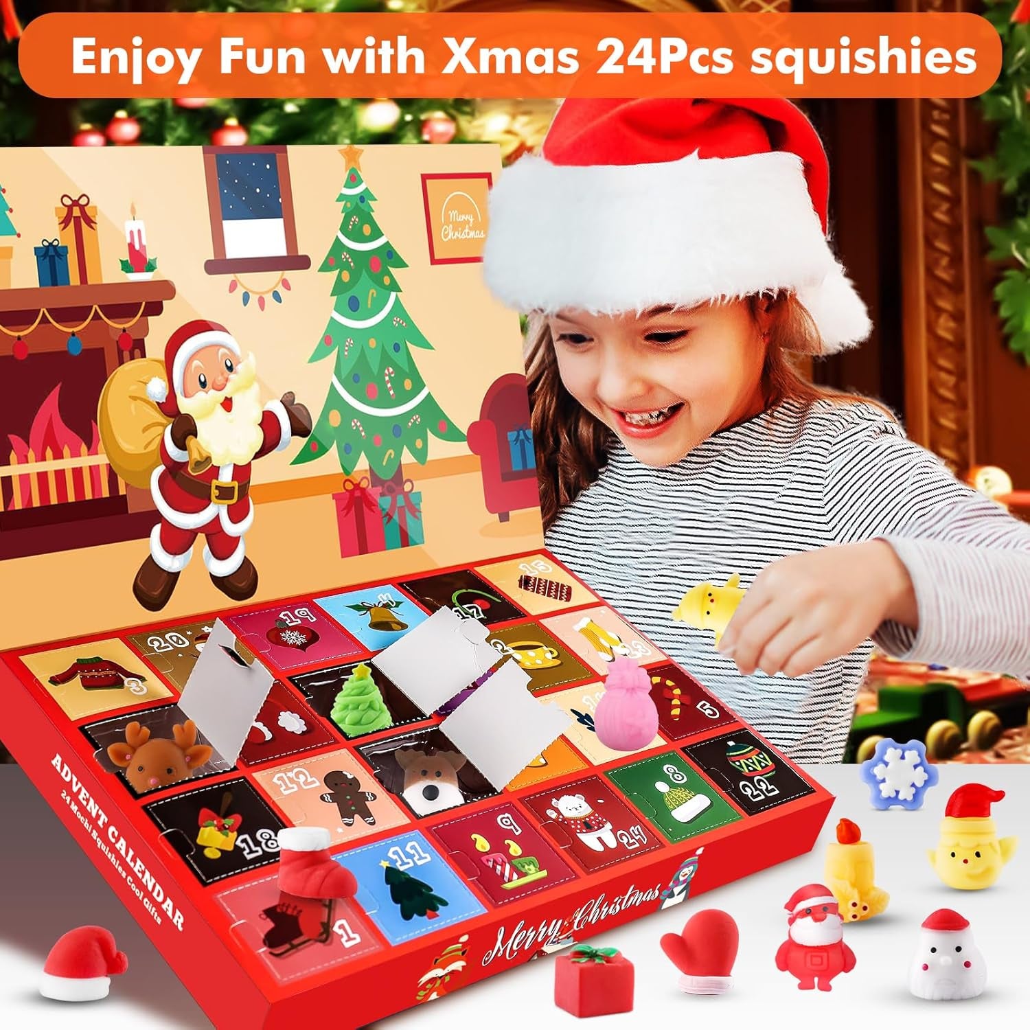 Delightful Christmas Squishies Advent Calendar 2025 - 24 Adorable Mochi Toys for Festive Countdown Fun! Perfect Holiday Gift for Kids!