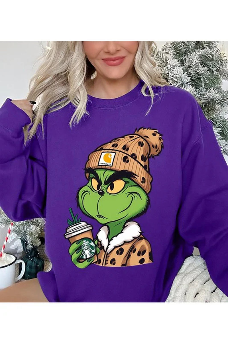 Cozy Up with Our Unisex Grinch Christmas Fleece Sweatshirt - Perfect for the Holiday Season!