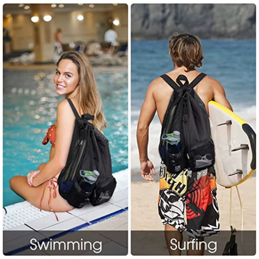 Ultimate Basketball & Beach Drawstring Backpack with Wet Pockets - Lightweight, Comfortable, and Versatile for All Your Outdoor Adventures!