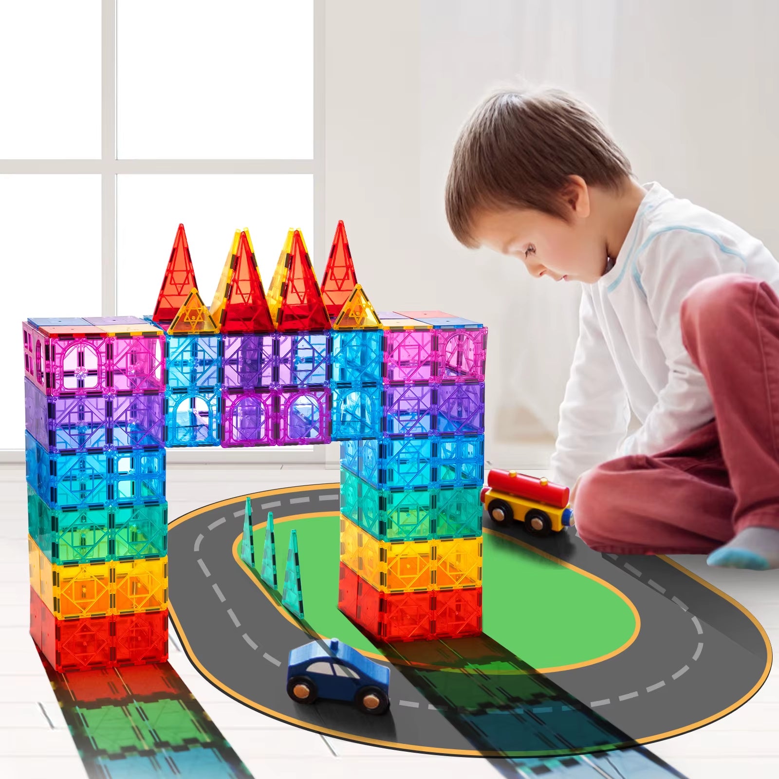 Unlock Creativity with the 52-Piece Luxury Magnetic Tiles Toy Set - 3D Rhombus Building Blocks for Endless Fun!