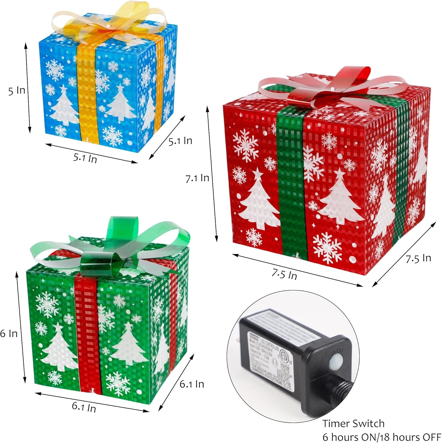 Illuminate Your Holidays with Our Set of 3 Stunning Lighted Gift Boxes - Perfect for Christmas Decor!