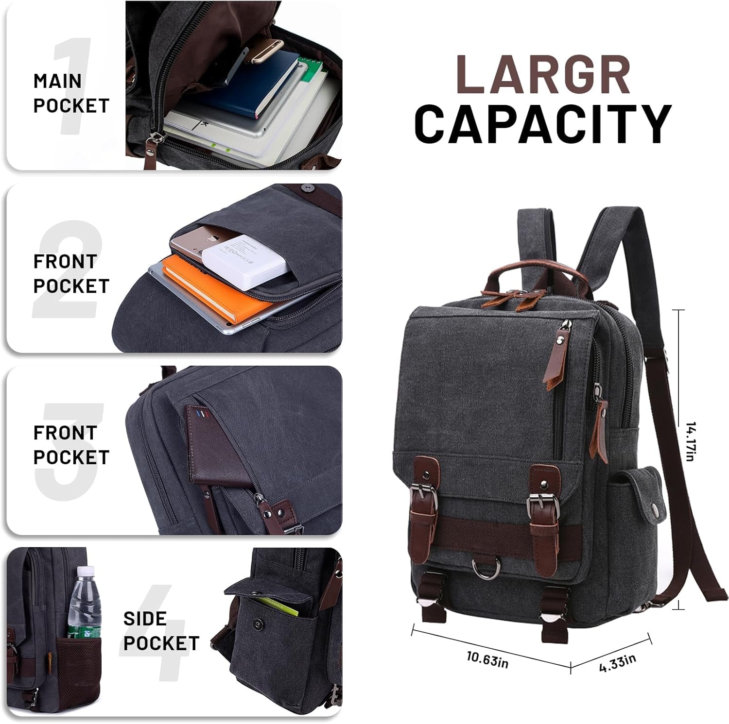 Canvas Cross Body Messenger Bag Shoulder Sling Backpack Travel Rucksack