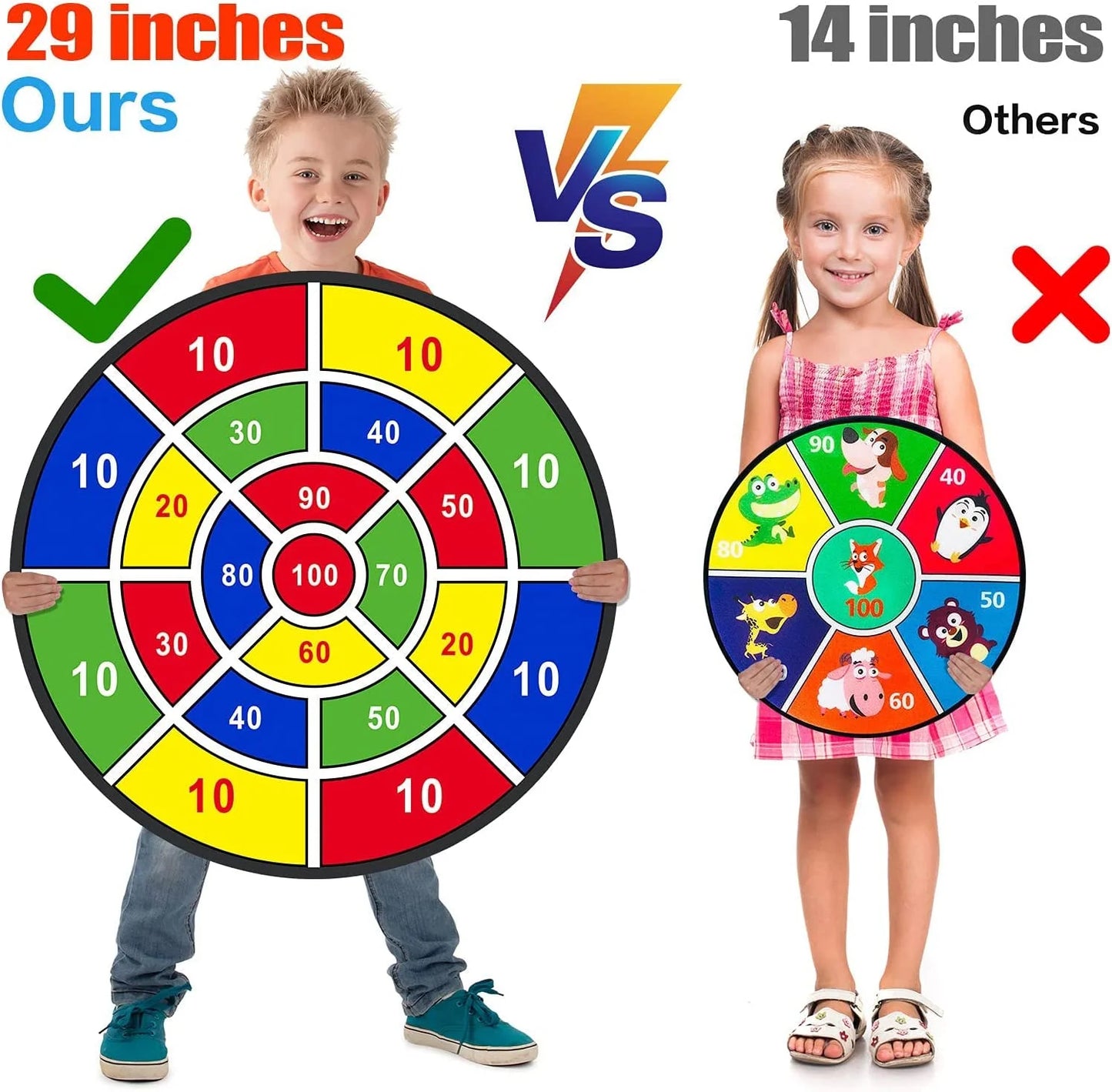 CJUAN 29" Large Dart Board Set for Kids - Fun Indoor & Outdoor Game with 12 Sticky Balls - Perfect Birthday Gift for Ages 3 to 12