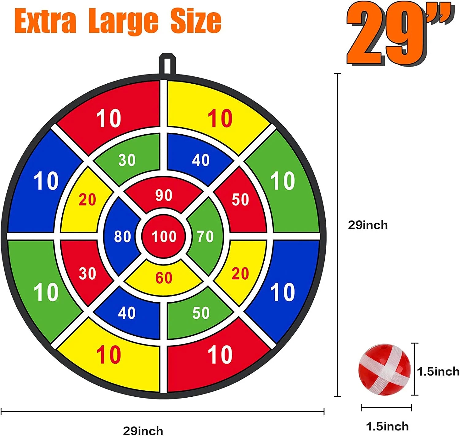 CJUAN 29" Large Dart Board Set for Kids - Fun Indoor & Outdoor Game with 12 Sticky Balls - Perfect Birthday Gift for Ages 3 to 12