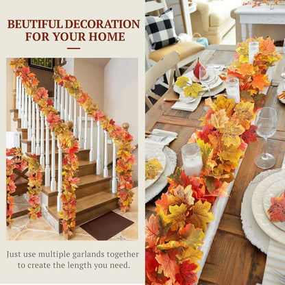 Transform Your Space with Our 2 Pack Fall Garland Maple Leaf - 5.8Ft Each in 6 Vibrant Autumn Colors!